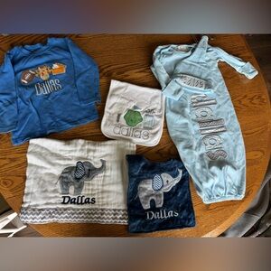 “Dallas” name embroidered clothing and item bundle